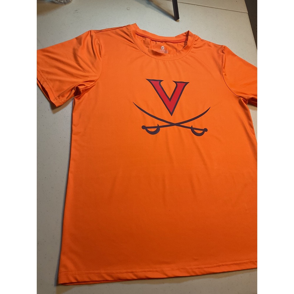 Virginia Cavaliers UVA T-Shirt Mens Medium Orange Sparks 38 V-Sabre Performance